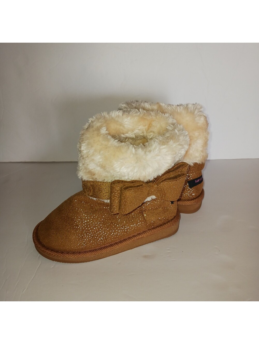 Kensie Toddler Golden  Brown  Glitter fur Boots  Size  12
